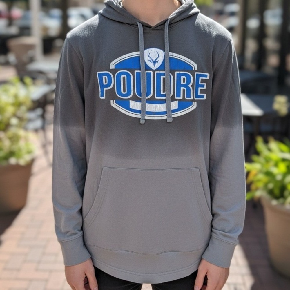 Poudre Impalas Gray Ombre Long Sleeve Hooded TShirt‎ Pocket Tee Men's M
